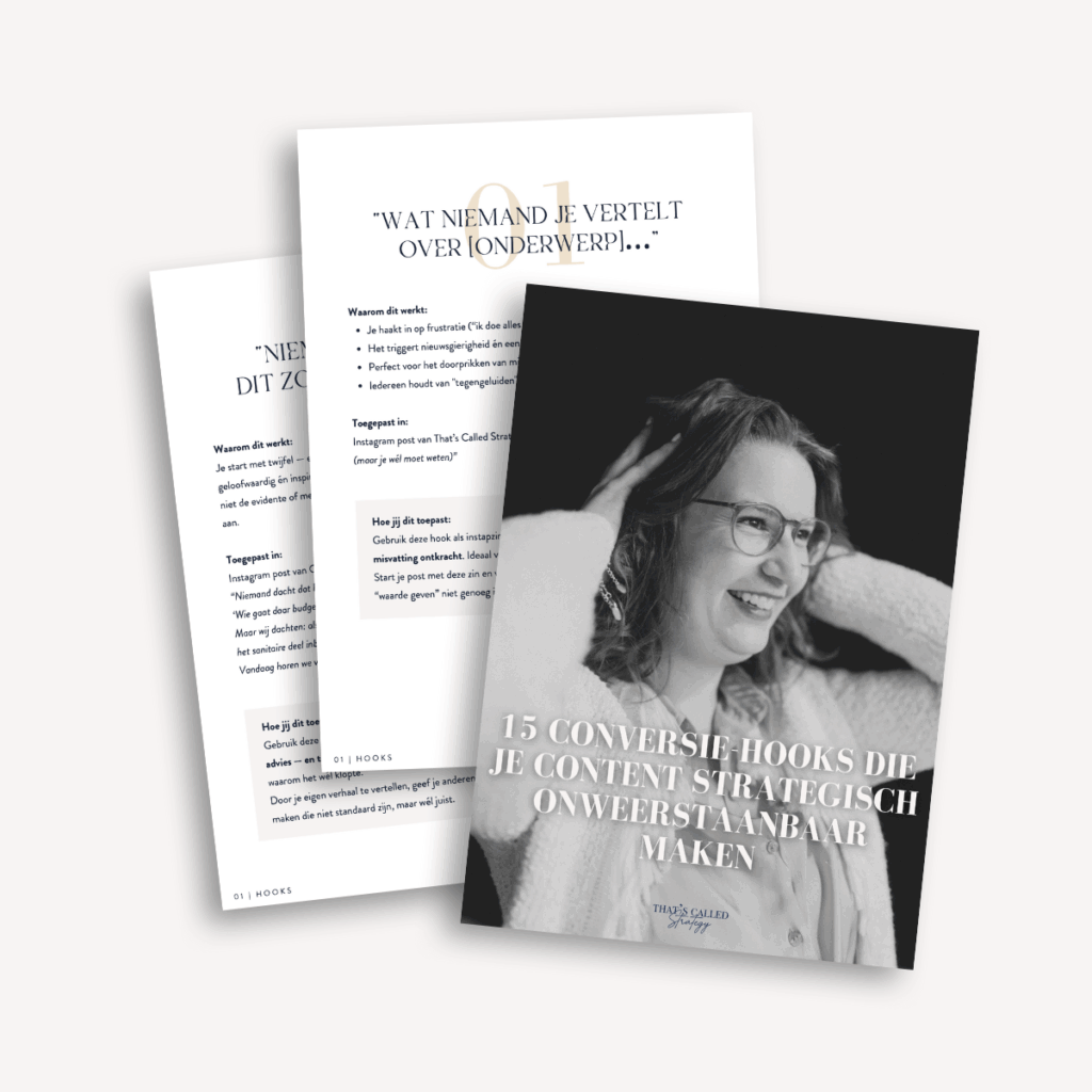 Gratis ebook - 15 conversiehooks die je content strategisch onweerstaanbaar maken | Thats Called Strategy